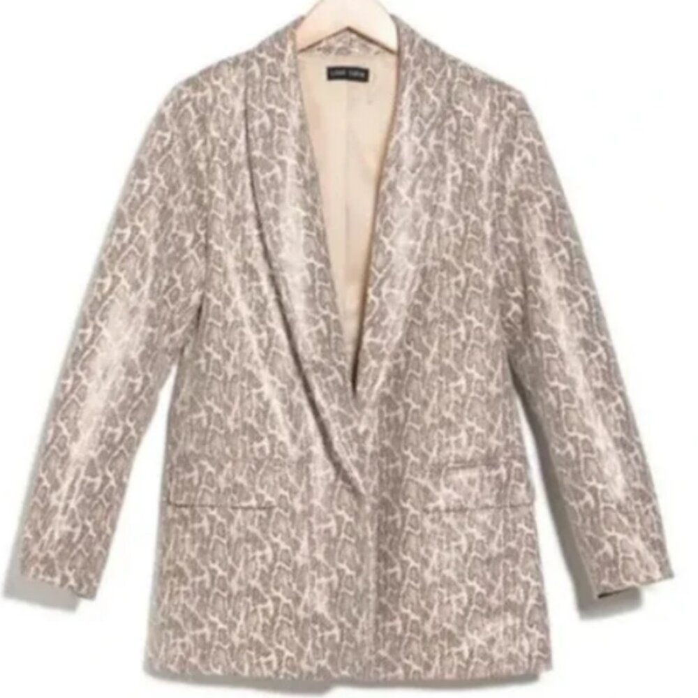 NWT Love Token Neutral Snake Animal Print Faux Leather Blazer Size: Small